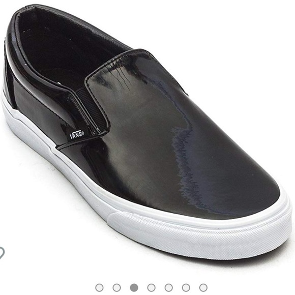black patent leather vans